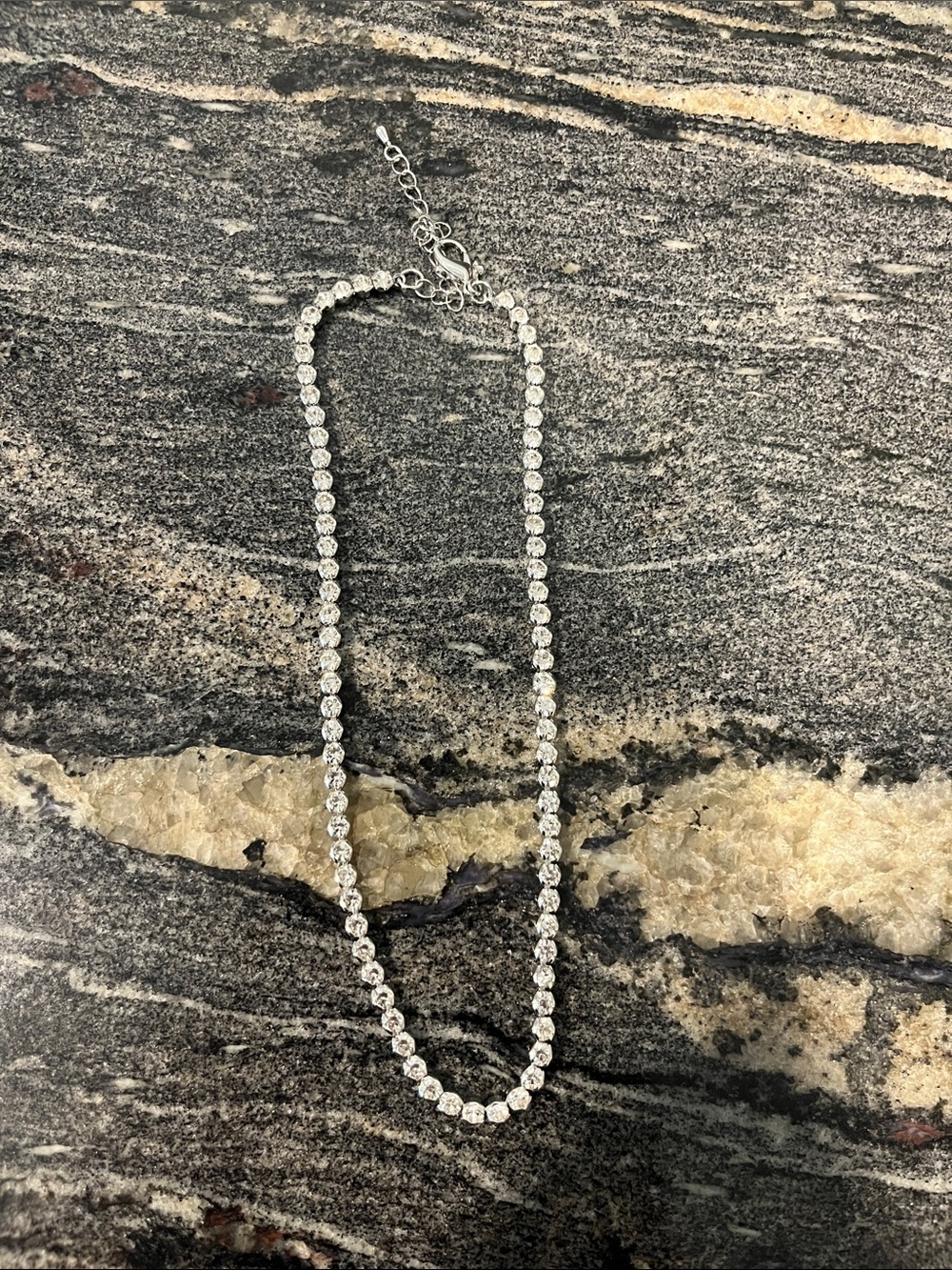 Nadri Silver White Crystal Tennis Necklace